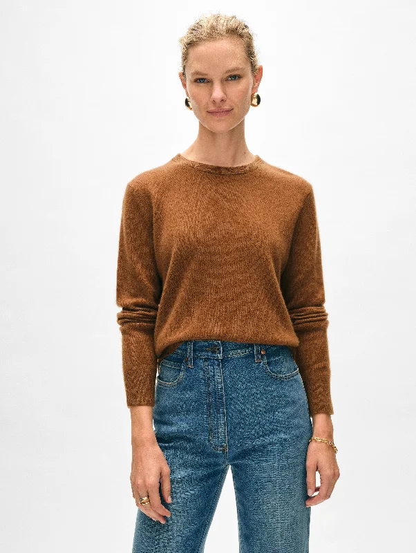 Women’s peasant tops for boho chic -Cashmere Crewneck