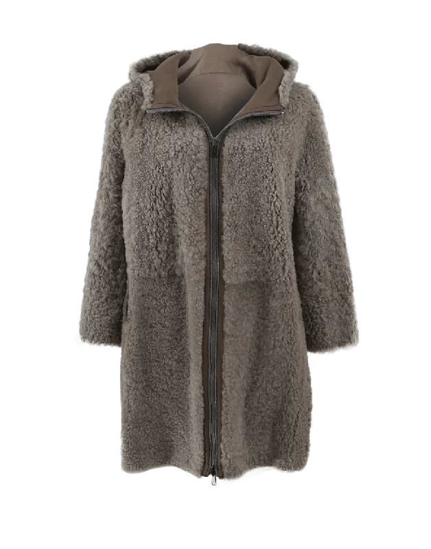 Women’s winter jackets for cold weather -Leather Shearling Coat