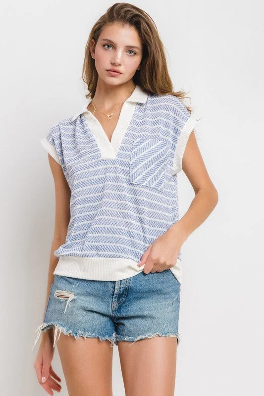 Women’s button-down shirts for polished look -Timeless Treasure Blue Striped Top