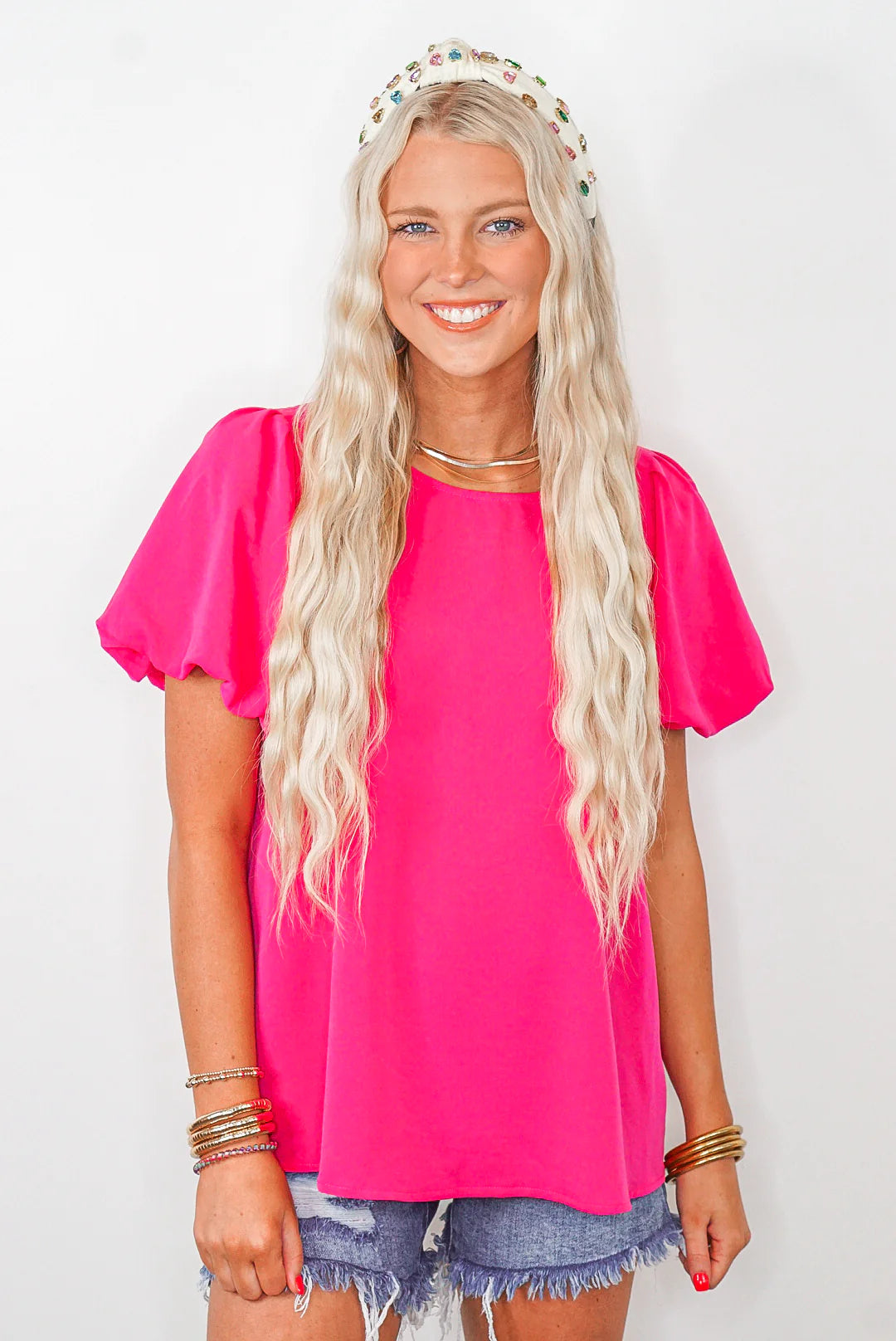 Women’s chiffon tops for light and airy feel -Simple Surprise Fuchsia Top