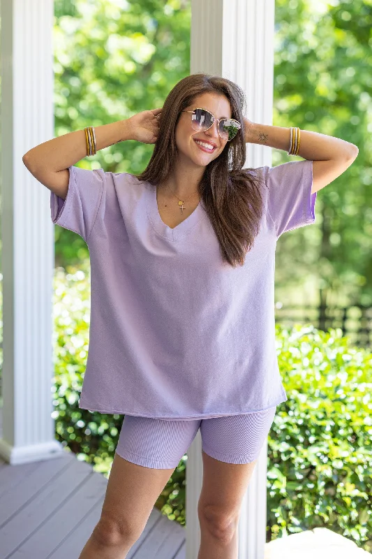 Women’s oversized tops for relaxed fit -Reversible Perfection Lavender Top