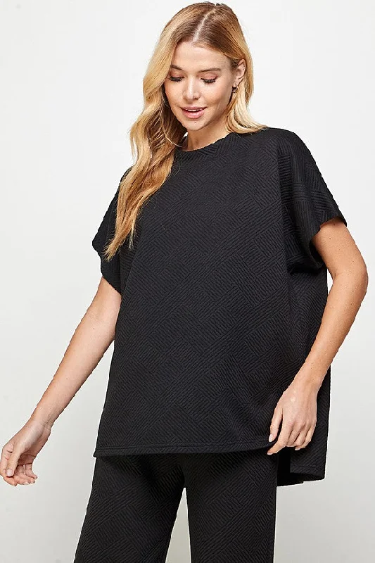 Women’s long-sleeve tees for everyday wear -My Love Textured Black Top