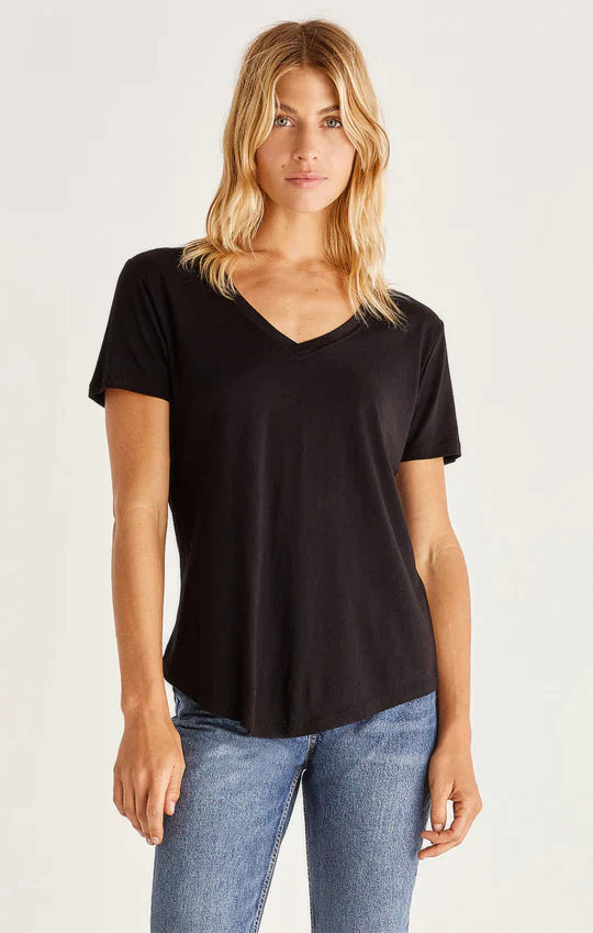 Women’s tunic-length tops for versatile layering -Z Supply Black Kasey Modal Tee