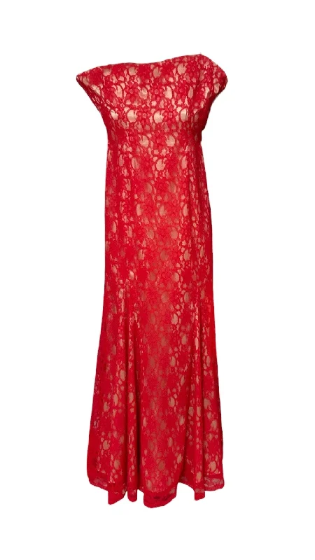 Women’s off-shoulder maxi dresses for relaxed elegance -Hailey Adriana Papel Red Dress 2