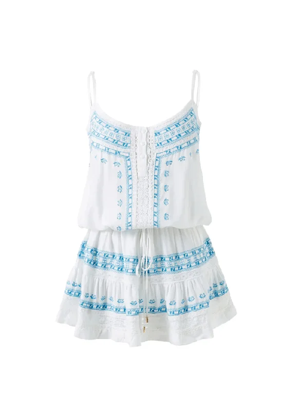 Women’s bohemian dresses for free-spirited look -Karen Embroidered Draw String Waist Short Dress