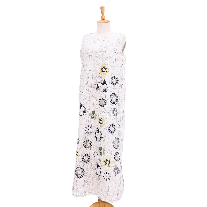 Women’s winter dresses for cozy warmth -Novica Handmade Tender Growth Batik Cotton Shift Dress