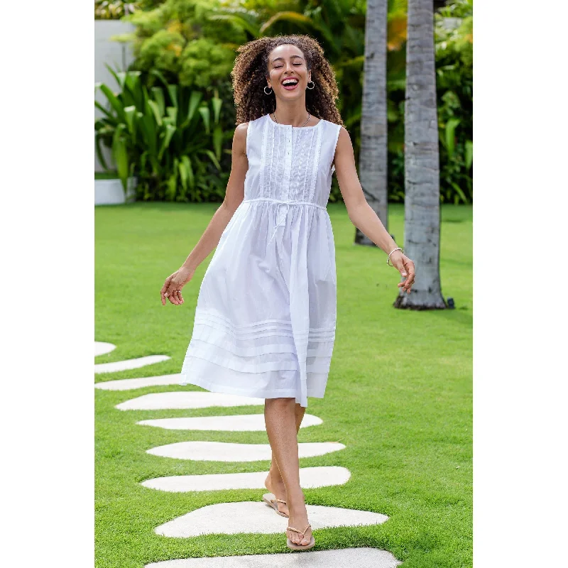 Women’s crochet dresses for stylish texture -Novica Handmade White Hot Cotton Sundress