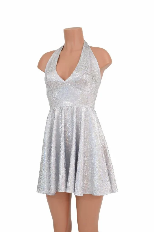 Women’s satin dresses for luxurious look -White "Marilyn" Halter Skater Dress