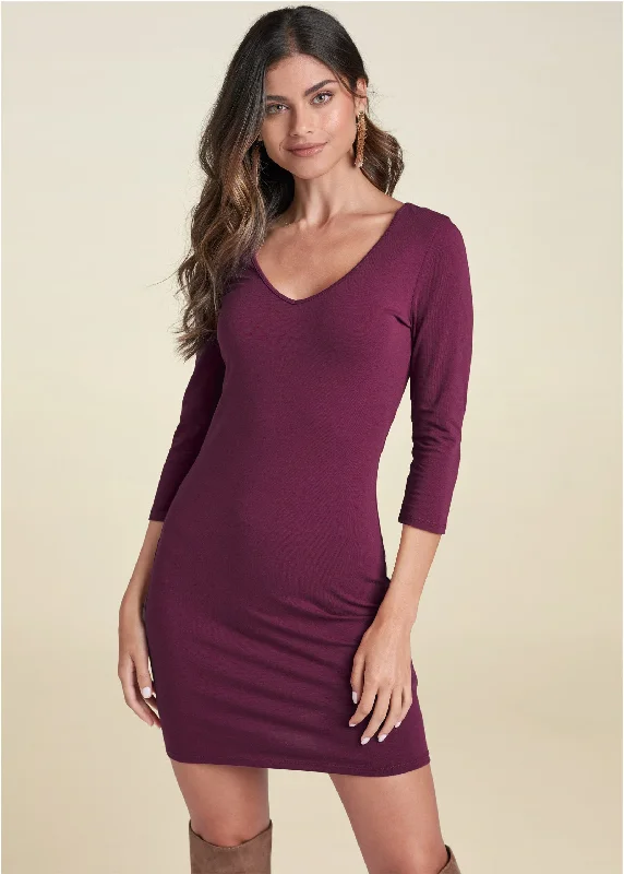 Women’s boho chic dresses for relaxed vibes -Long And Lean Mini Dress - Wine